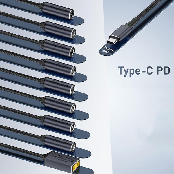 100w Type-c til Dc5.5x2.1mm strømkabel Usb C til 5.5x2.5mm 2.5x0.7mm