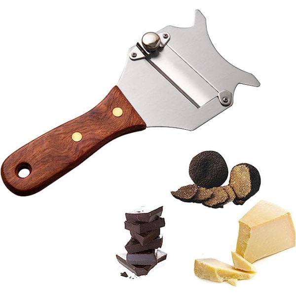 Trøffelskærer Barbermaskine Rustfrit stål chokoladeostbarbermaskine Rivejernsbøjler med justerbart glat blad og træhåndtag