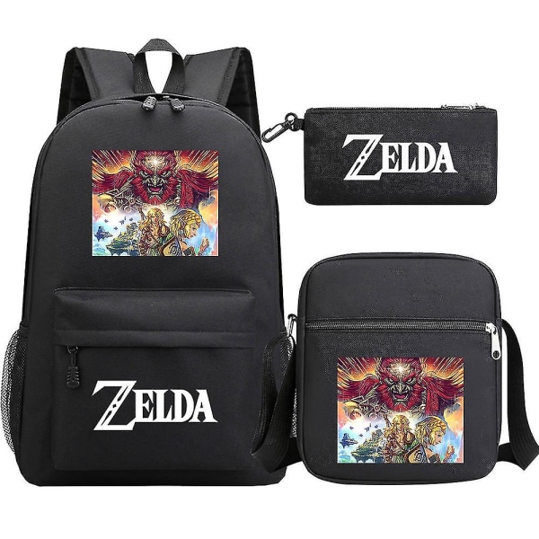 "Kingdom Of Zelda" Tears Print teini-opiskelijakoululaukku Kolmiosainen: Miesten ja naisten olkapukureppu 8