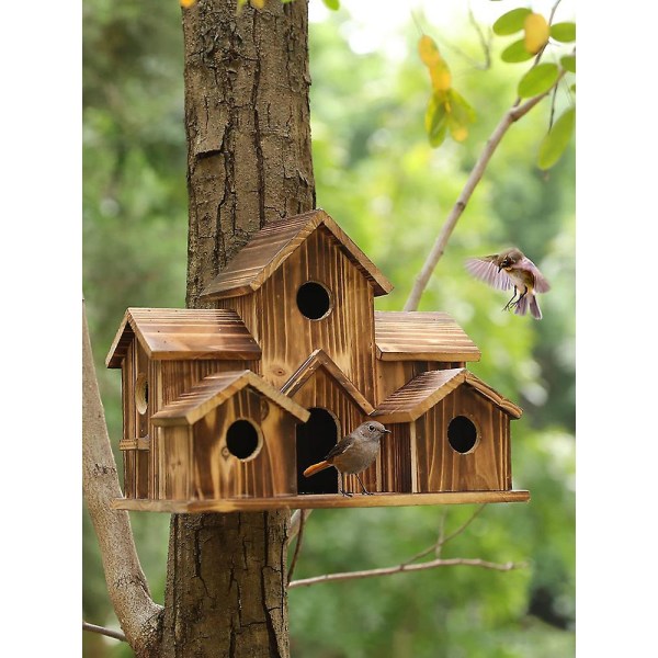 3 kpl Puinen Hummingbird House - Mini Wood Bird House | Hummingbird keinupesä ulkona ripustettavaksi, lemmikkimökki pääskysvarpusen kolibripippo H