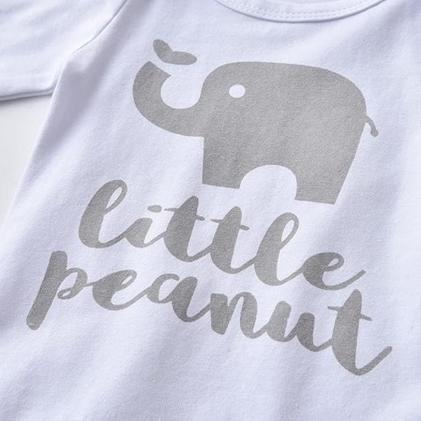 Newborn Baby Boy Tøj Efterår Vinter Langærmet Romper Elefant Print Top + Bukser + Hat 3-delt sæt Gray 9-12 months