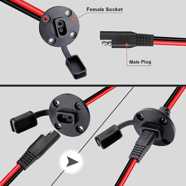 2 stk Sae Strømstik Sidevæg Port Connector Kabel Vejrbestandig 12awg Quick Connect Solar Panel Mount Stik med 8 skrue