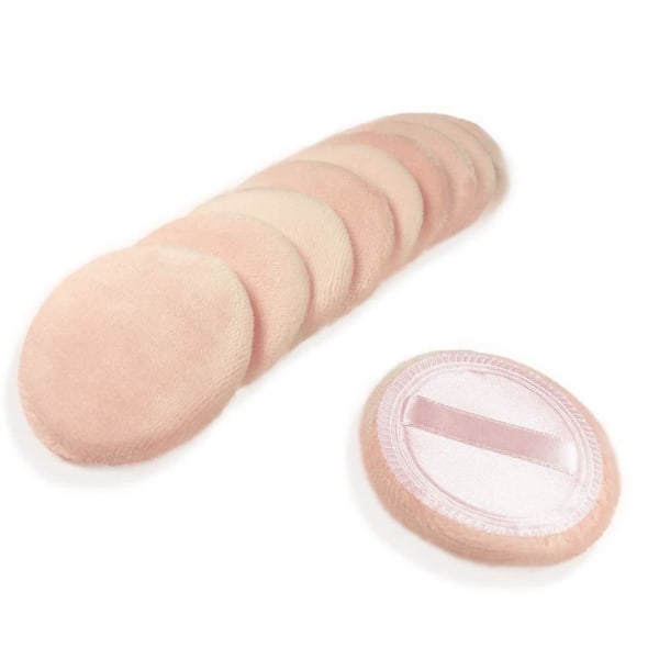 10 Pack Powder Puff Bomuld Kosmetisk Powder Makeup Puffs Pads Makeup med bånd Ansigtspulver Puffs til løs og foundation