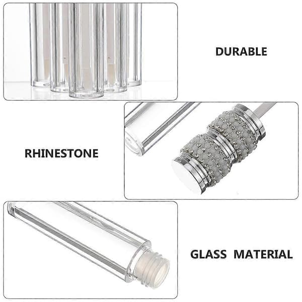 Lipglossflaske til opbevaring 5 stk. Rhinestone-udsmykning DIY læbestiftbeholder