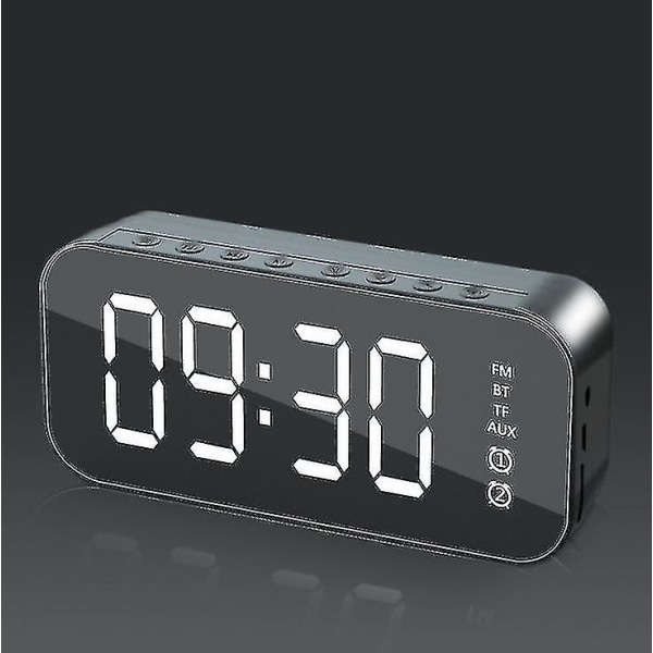 Monitoiminen LED-digitaalinen herätyskello, Bluetooth kaiutin, yöpöydän valaiseva elektroninen musiikkilaatikko black