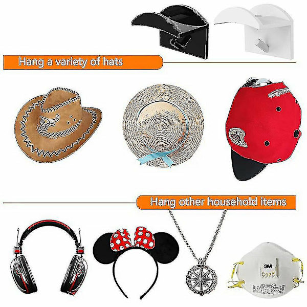Cap Hatthållare Rack Organizer Förvaring Moderna baseballkepsar Hängare White Only 1
