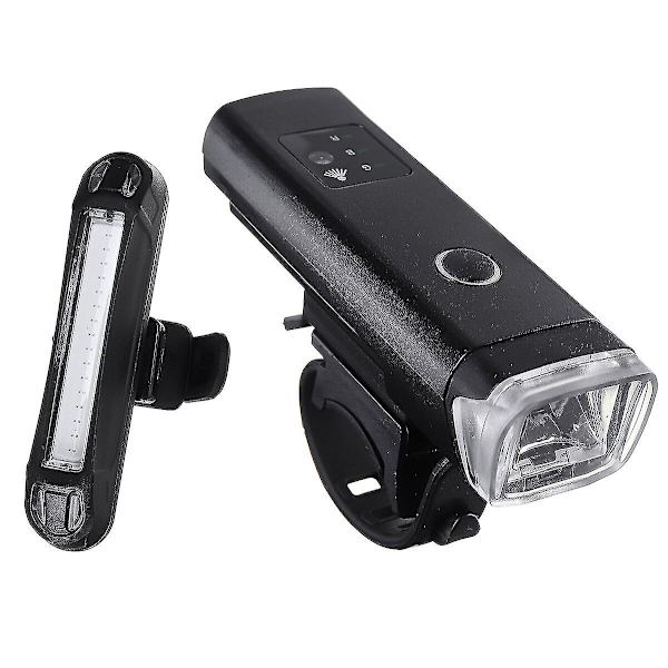 Touch Type lysfølsom LED oppladbar sykkellykt