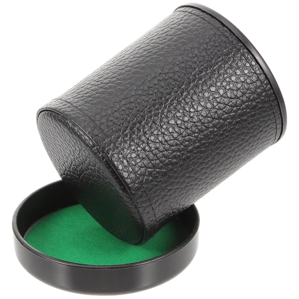 1 sæt læderterningekop med låg Mute Ryste terningekop Delikat terningekop smidig Green 10X9cm
