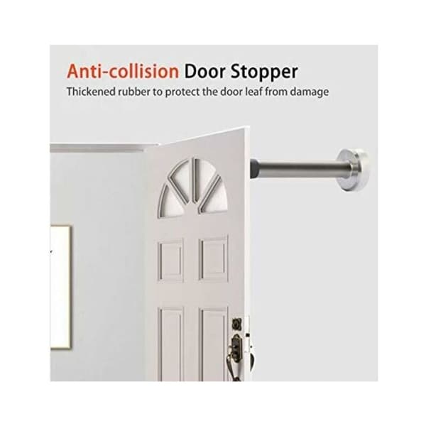 Dørstopper, Cylindrisk Dørstopper, Dørstopper i Rustfrit Stål, Stærk Dørstopper til Hjem og Kontor (200mm, 1 stk)