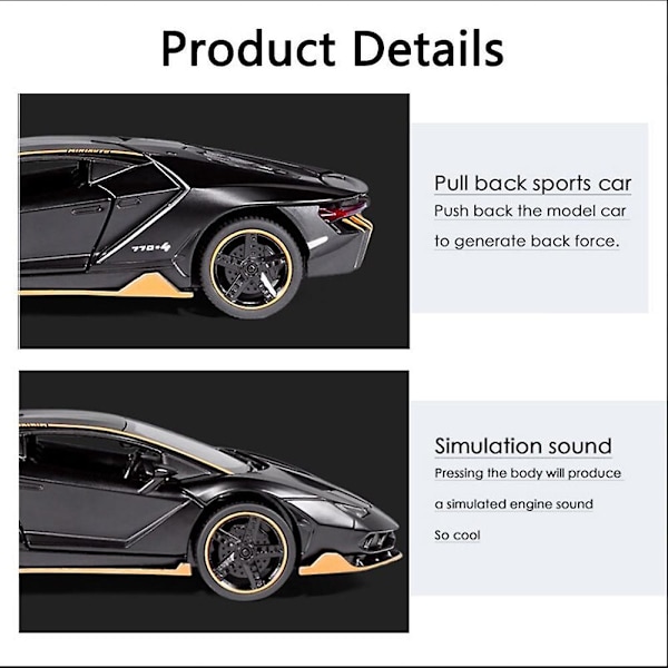 1:32 Lamborghini Centenario Lp770-4 Diecast Sound&light Alloy Automalli Lelu Syntymäpäivä Uuden Vuoden lahjat