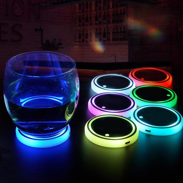Auton Led Cupin pidike Pullo Pohjavalo Matot Lasinaluset Trim Atmosphere Lamppu Tervetuloa Constellation Taustavalo Lamppu 7 väriä Pads| | A