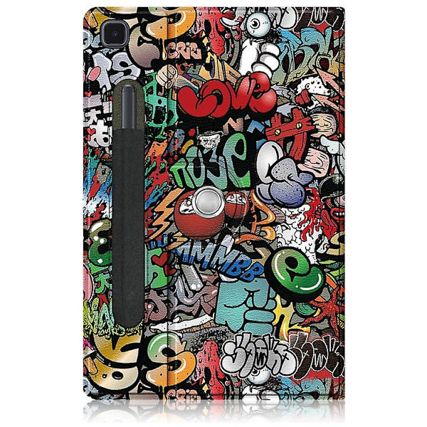 Til Samsung Galaxy Tab A7 Lite 8.7 2021 T220 / T225 Malet 360 graders rotation Tablet læderetui med holder Graffiti