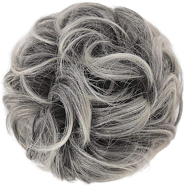 Sotkuinen nuttura hiuspala Iso harmaa nuttura Scrunchies pidennykset synteettiset suolaa ja pippuria Easy Bun rypytetty updo harmaa hiuslisäkkeet naisten tytöille