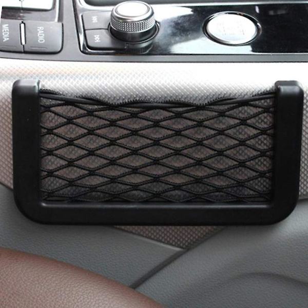 Auton säilytys Verkkolaukku Puhelinpidike Tarra tasku Auto Sisustus Tarvikkeet Organizer Musta Auton Riippuva Ornamentti Koriste 20x8cm|verkot|