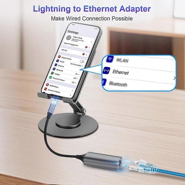 [MFi-certificeret] Lightning til Ethernet-adapter, 100 Mbps Lightning til RJ45 Ethernet LAN-netværksadapter, kompatibel med i-P