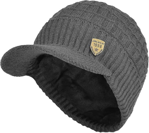 Yixda Vinterhatt för män med Peak Warm Stickad Beanie Cap med Fleecefoder