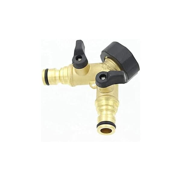 2-vejs dobbelt vandhane slangeadapter dobbelt splitter messingforbindelse 3/4 adaptere Orange 3/4" (20x27)