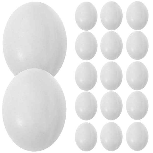 Dueegg rekvisitt hvit plast simulerings egg for duebruk 20 stk