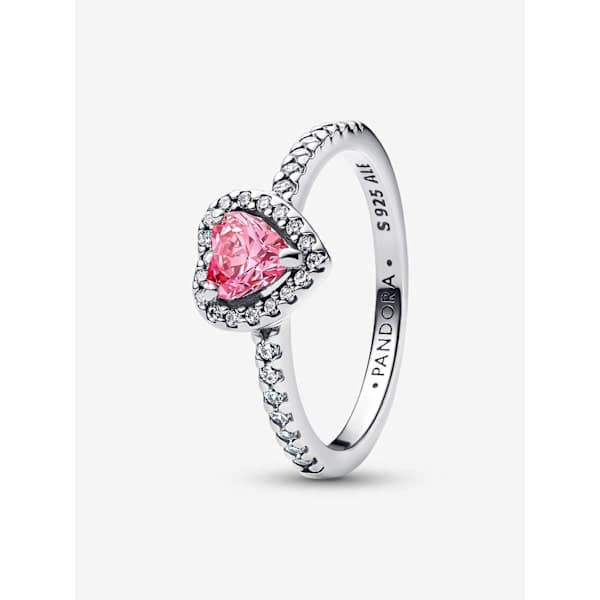 Pandora - Elevated Pink Heart Ring - Sterling Silver Circumference Circumference: 54mm