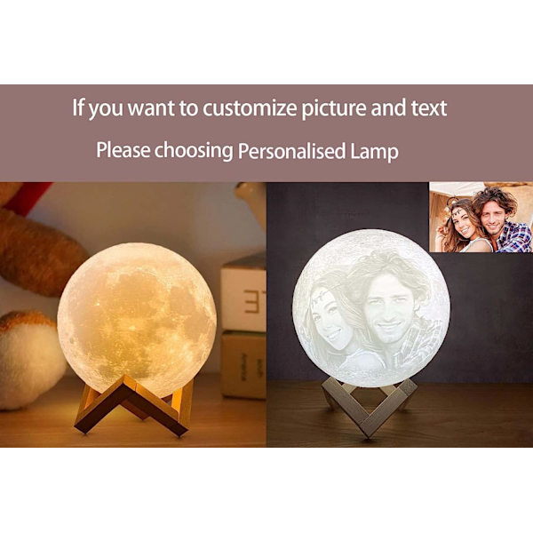 Lampe personlig 2023 oppgradering 3D 16 farger månelys 15 cm med fjernkontroll for trestativ