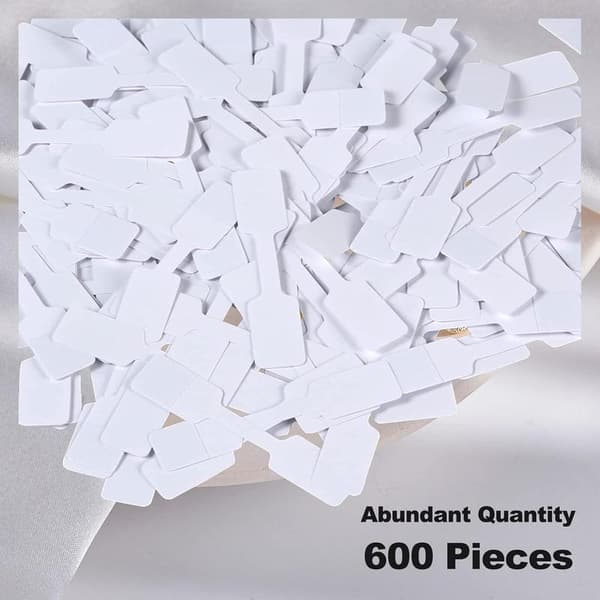 600 stk. blanke smykkeprislapper 6 x 1,2 cm selvklebende prislapper