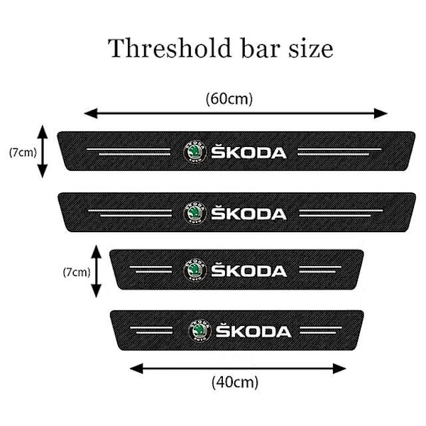 4 stk. bil dørkant beskyttelse mod ridser til Skoda Octavia Kodiaq Fabia Superb biltilbehør