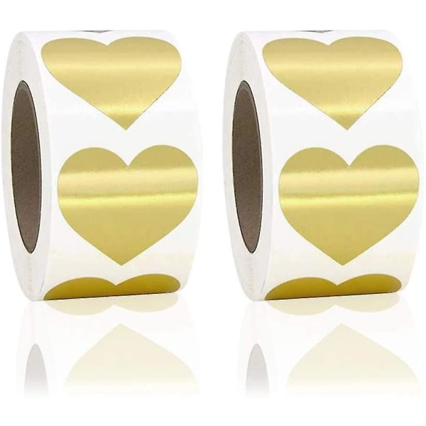 1000 Pieces Gold Heart Stickers For Decorative Stickers Self-adhesive 25 Mm Heart Sticky Lables For Crafts Gift Bag Envelop Present Boxs Scrapbooking