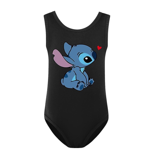 Barn Flickor Lilo And Stitch Tecknade badkläder One Piece Baddräkt Strand Simning Surfdräkt Gåva 9-14 år Black 11-12Y