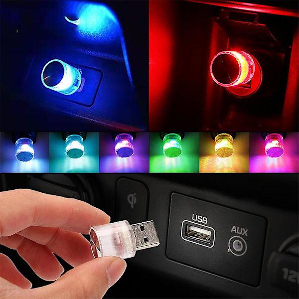 Mini USB Led Ambient Lights Koristelamppu Juhliin Vilkkuvat Värikäs Kannettava Plug Play Auto Sisustus Ilmapiiri Auton Valo| | Colorful flash