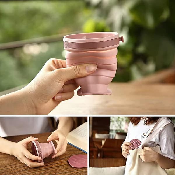 Silikon Hopfällbar Resemugg, Portabel Camping Expandable Drickmugg