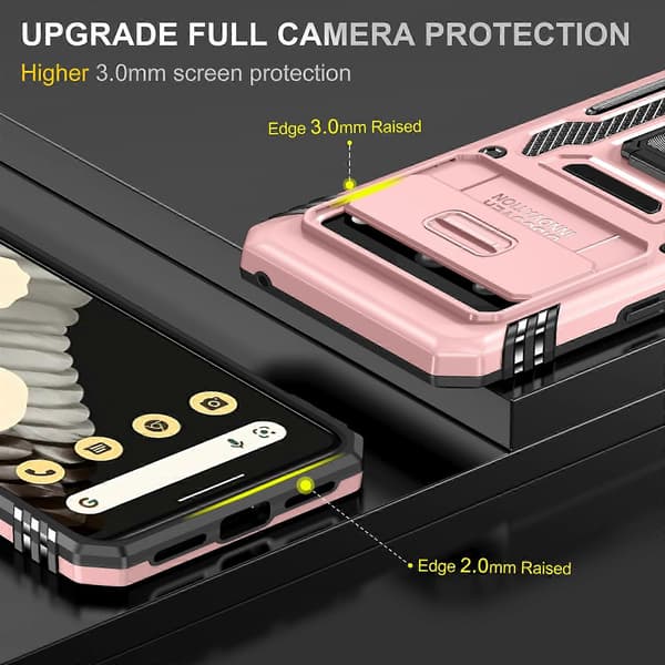Armor PC + TPU Kameraskydd Mobilskal Rose Gold For Google Pixel 8