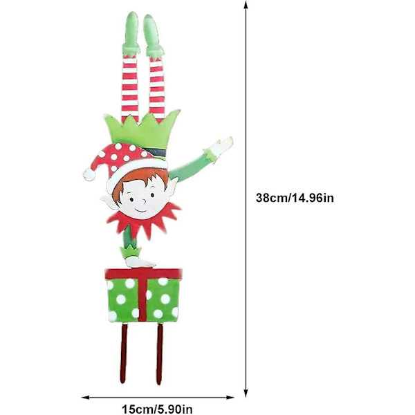 Joulutonttupuutarhan paalu, juhlapihan koristelu, metallisen metallitontun puutarhan paalu, joulupihan kyltit, joulukoristeet Christmas Elf 3