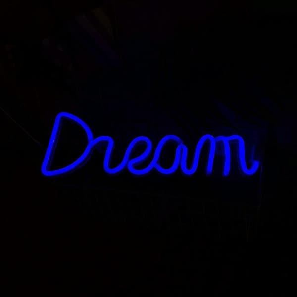 Blå Neonskylt Led Neon Väggskyltar Usb DREAM Dekor För Sovrum Present