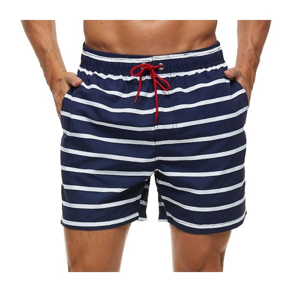 Nya badbyxor för män med tryck, Quick Dry Beach Shorts med fickor style 1 L