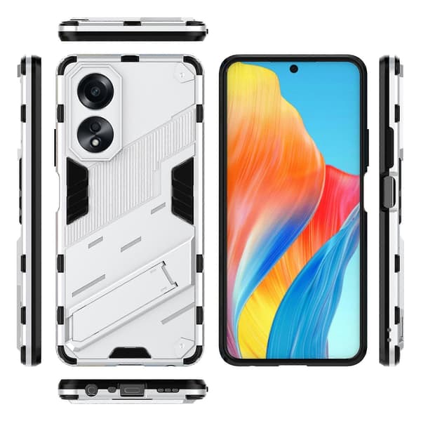 Til Oppo A58 4g Deksel Pc+tpu Støtsikkert Stativ Telefondeksel White