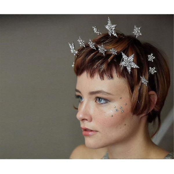 Rhinestone Star Pannband, Glitter Hårband, Bridal Crystal Tiara Crown