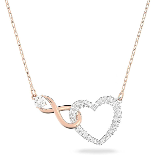 Infinity Heart -korukokoelma, kaulakorut ja rannekorut, ruusukultan ja rodiumin sävyinen viimeistely, kirkkaita kristalleja Pendant Necklace