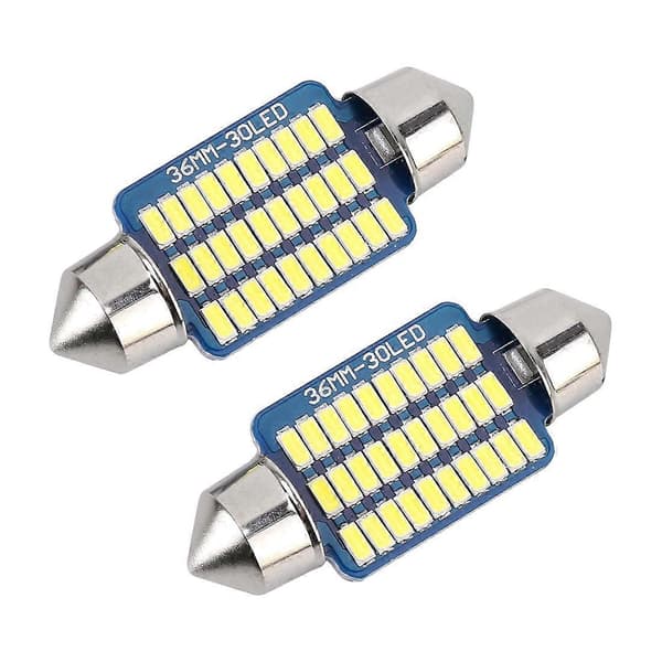 2 STK 36mm DC12V / 1.5W / 6000K / 100LM 30LEDs SMD-3014 Bilskiltlys / Taklys, med dekoder