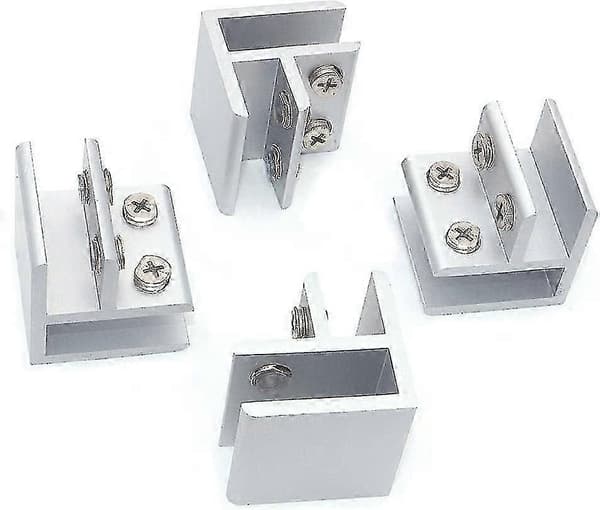 4 pak 90 klemmer til glas til glas, fastgørelse til to sidepaneler, bruser, borde, paneler, 10-12mm 3,8*4*4cm N