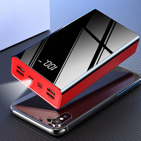 Eksternt Power Pack Batteri Usb Powerbank 40000mah Power Bank Led Display Red