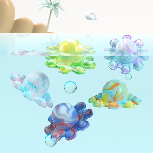 Push Pop Bubble It Flip Vendbar blækspruttedukke Fidget Sensorisk afspændingslegetøj Light Blue
