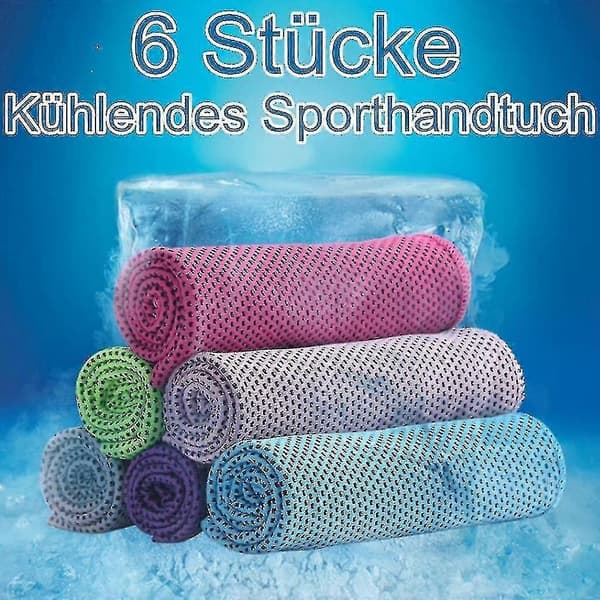 6 stk. kølehåndklæder, mikrofiber kølehåndklæder, premium kølehåndklæde