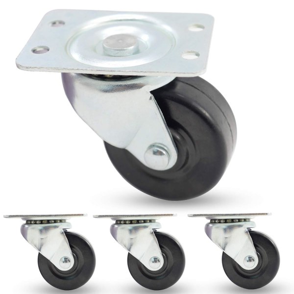 Set med 4 kraftiga svängbara hjul med toppbricka 2&quot; (2 tum)