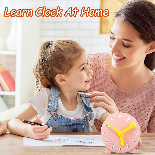Cm Wealth Learning Clock kompatibel med barn, student Learning Clocks Undervisningstid 12/24 timmar Utrustad klocka 4+ år Pink