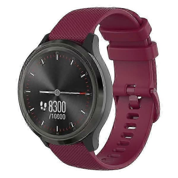 18 mm gitter silikonebånd til GarminActive S WineRed