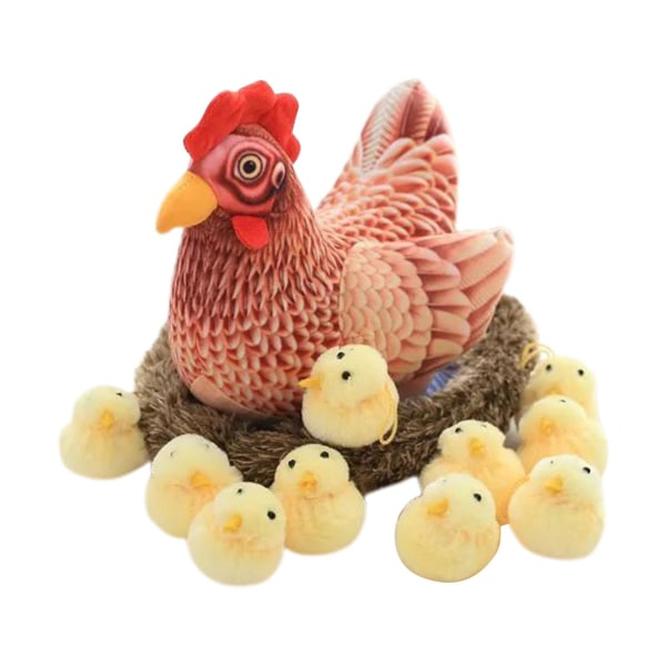 Kyllingetøjsdyr påskehøns 10 til børn Fødselsdagsfest Plys Mommy Farm red