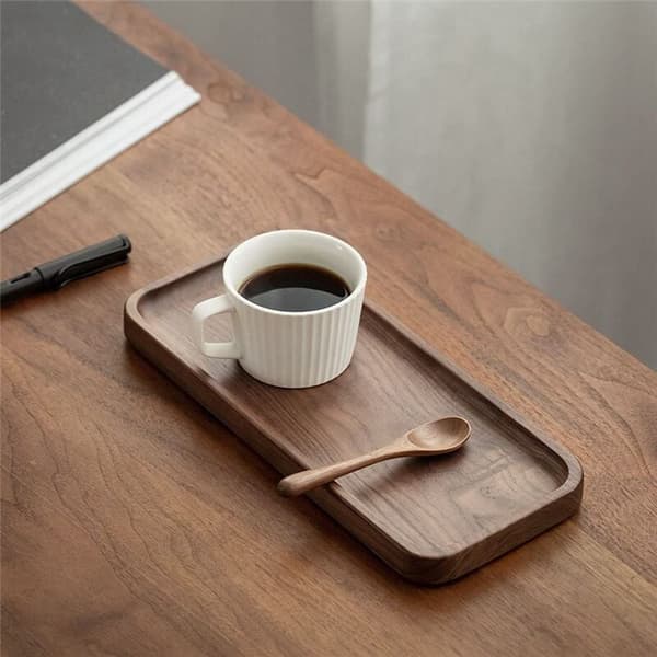 Serveringsbricka i Valnöt, Träbricka, Rektangulär Bricka, Badrumsbricka, Middagsbricka, Tebricka, Kaffebricka