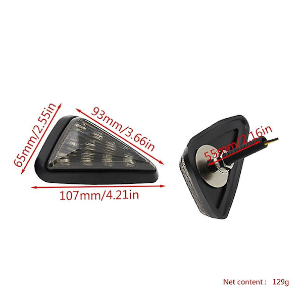 2 stk Flush Mount Trekantformet Led Blinklys, 12v Motorcykel Blinklys Til black