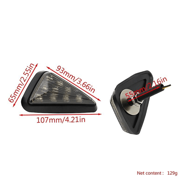 2 stk Flush Mount Trekantformet Led Blinklys, 12v Motorsykkel Blinklys For black