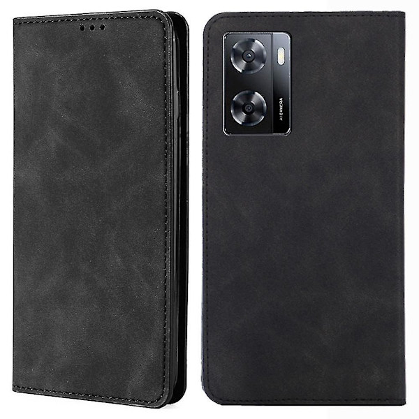 Oppo A57s 4g / A57e 4g / A57 4g Magneettinen automaattisesti imeytyvä anti-scratch phone case jalusta Pu nahka Black